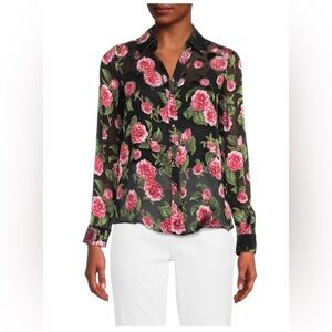 Alice+Olivia Eloise Floral Silk Blend Blouse
